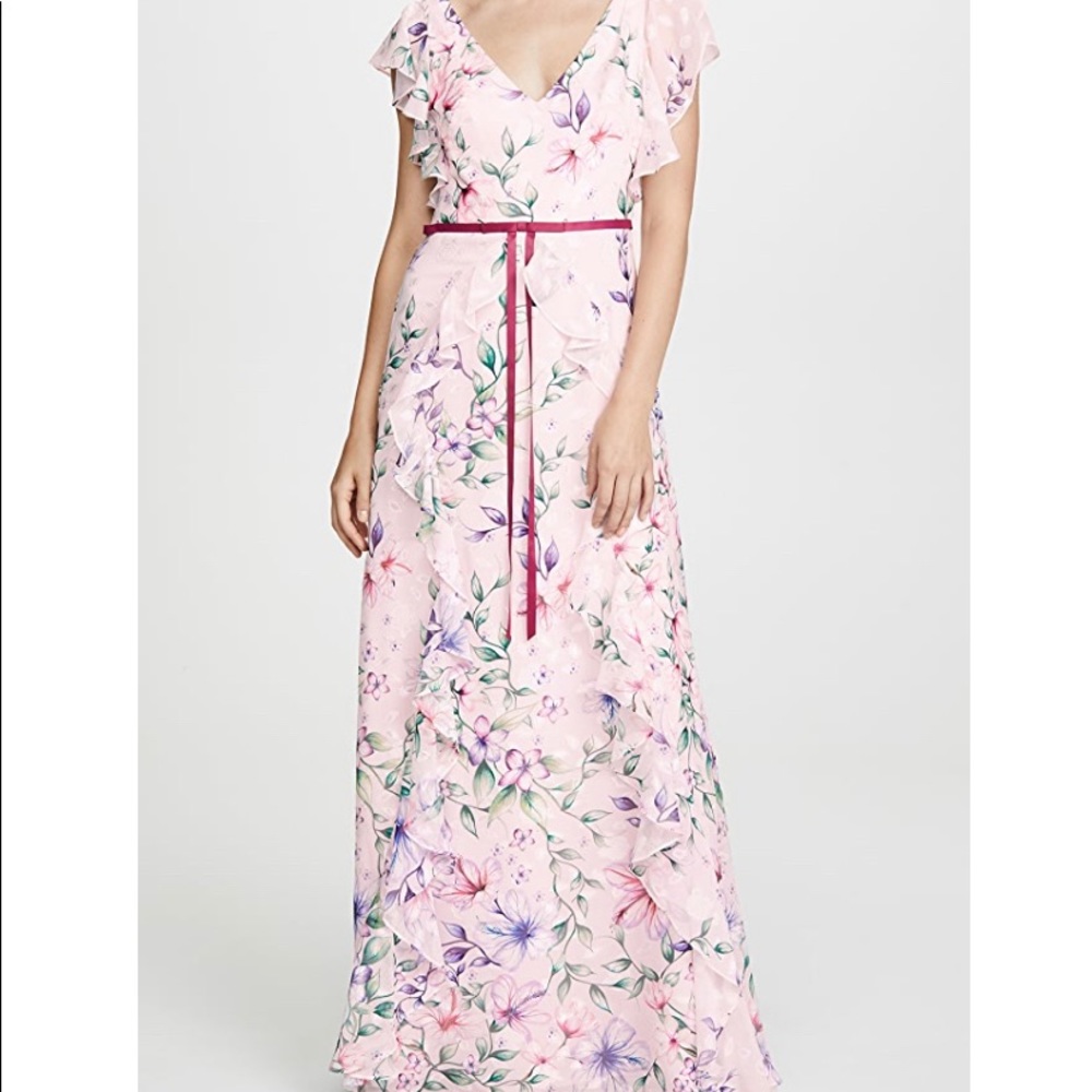Marchesa Notte Printed Burnout Chiffon Gown